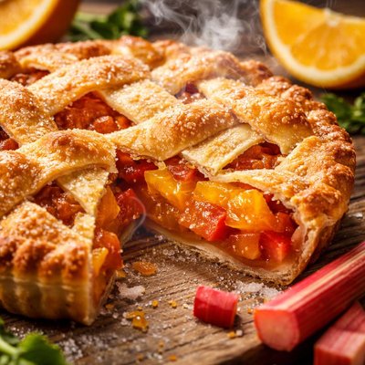 Image of Farmhouse Fresh Orange Rhubarb Pie