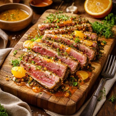 Image of Fennel Crusted Tuna with Orange Ginger Vinaigrette