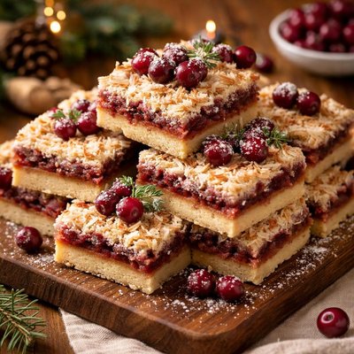 Image of Festive Cranberry Coconut Bars