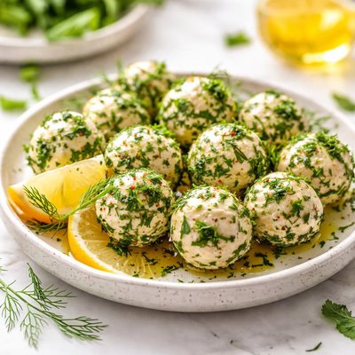 Image of Fet Kasseri Cheese Balls with Fresh Herbs