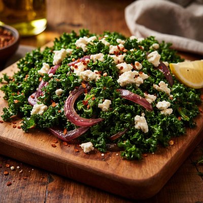 Image of Feta Cheese Kale Red Onions