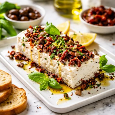 Image of Feta Cheese Log with Kalamata Olives and Sun Dried Tomatoes