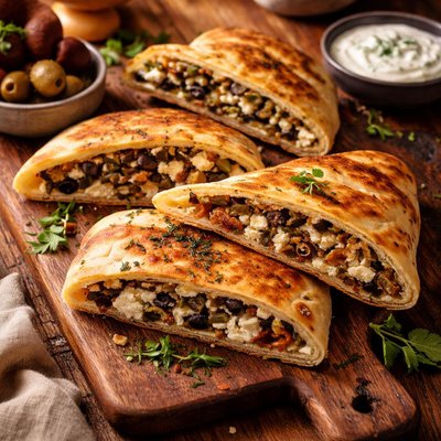 Image of Feta Olive Stuffed Flatbread