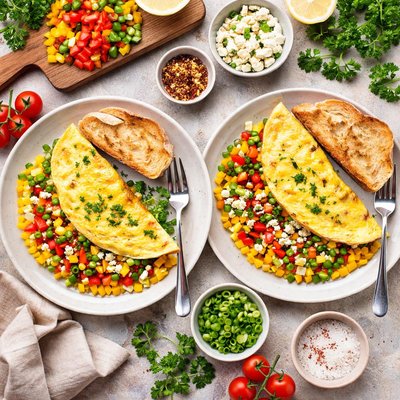 Image of Feta Pepper Omelets for 2