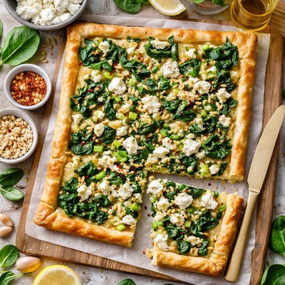Image of Feta Spinach and Leek Tart