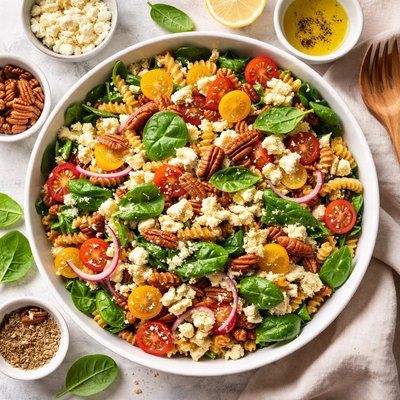 Image of Feta Spinach and Pecan Pasta Salad