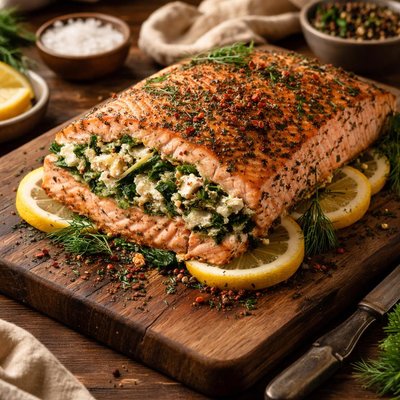 Image of Feta Spinach Salmon Roast