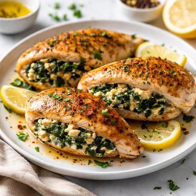 Image of Feta Spinach Stuffed Chicken Breasts