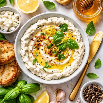Image of Feta Spread with Basil Honey Lemon and Pepper