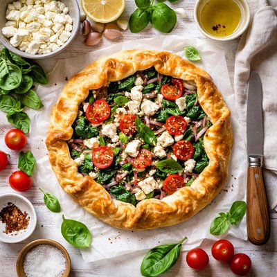 Image of Fetta and Spinach Free Form Pie