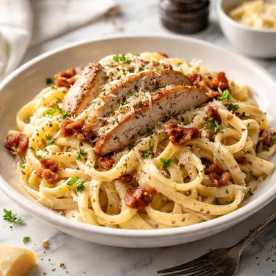 Image of Fettuccine Alfredo Chicken Carbonara