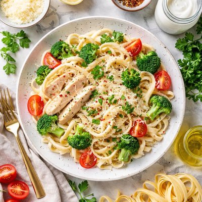 Image of Fettuccine Alfredo Low Fat and Healthy