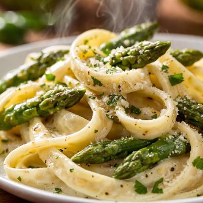 Image of Fettuccine Alfredo with Asparagus