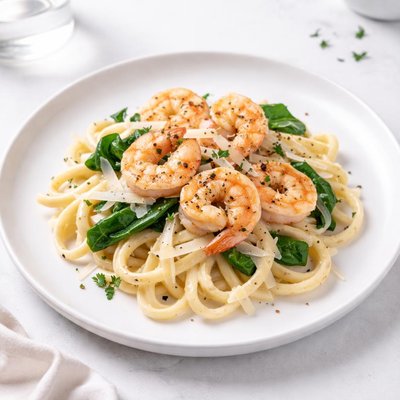 Image of Vegetarian Fettuccine Alfredo with Shrimp
