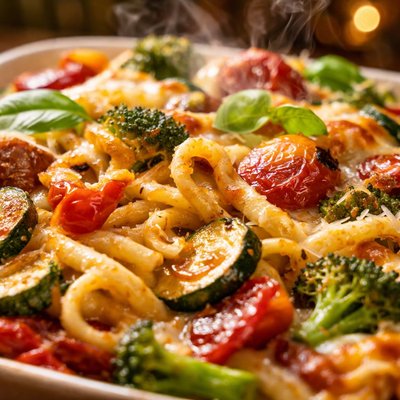 Image of Fettuccine and Roasted Vegetable Pasta Bake