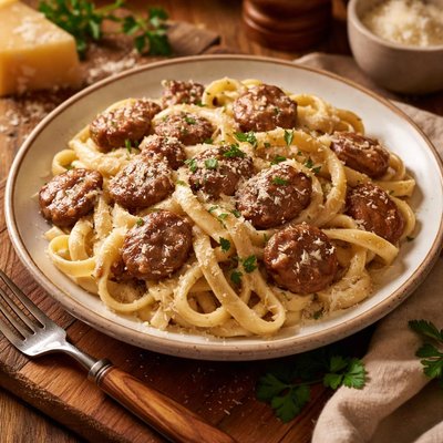 Image of Fettuccine and Sweet Italian Sausage Alfredo