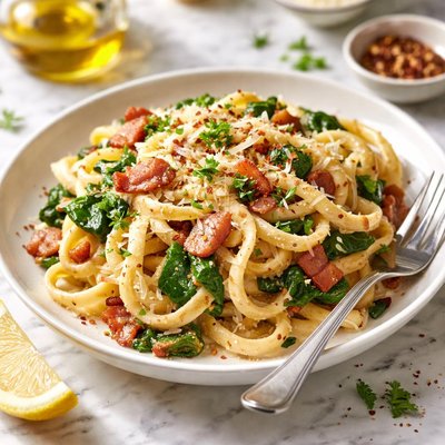 Image of Fettuccine Carbonara Healthy Version