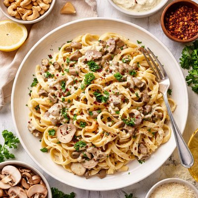 Image of Fettuccine Pasta with Mushroom Cashew Sauce