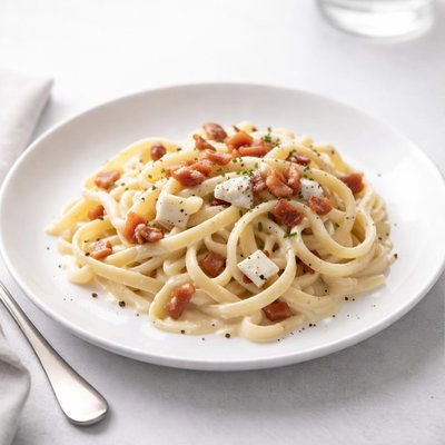 Image of Fettuccine with Brie and Bacon Sauce