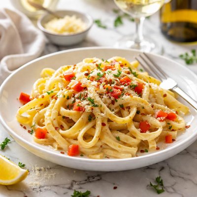 Image of Fettuccine with Chardonnay and Red Pepper
