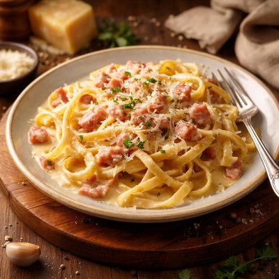 Image of Fettuccine with Creamy Ham Sauce
