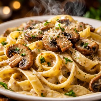 Image of Fettuccine with Creamy Mushroom Sauce