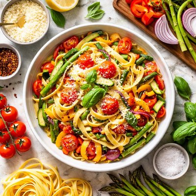 Image of Fettuccine with Fresh Vegetables