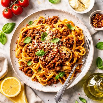 Image of Whole30 Fettuccine with Meat Sauce