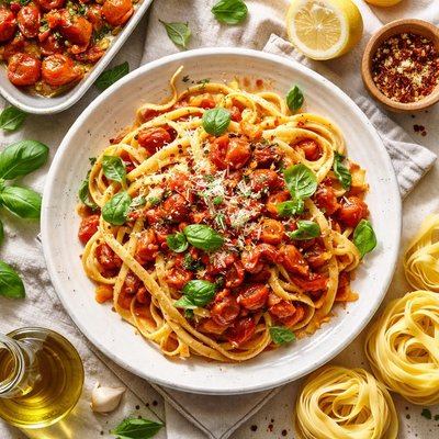 Image of Fettuccine with Oven Roasted Tomato Sauce