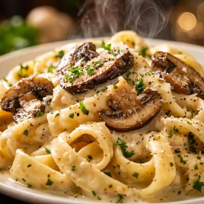 Image of Fettuccine with Portabella Alfredo Sauce