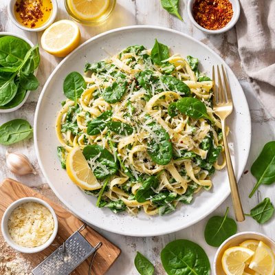 Image of Fettuccine with Spinach Cream Sauce