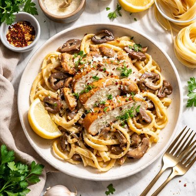 Image of Fettuccini with Chicken and Mushrooms