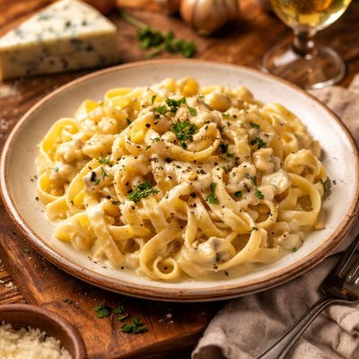 Image of Fettuccini with Gorgonzola and Champagne Cream Sauce