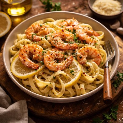 Image of Fettuccini with Lemon Garlic Shrimp