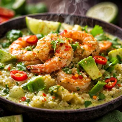 Image of Fiery Avocado Green Curry and Shrimp Carb Redo