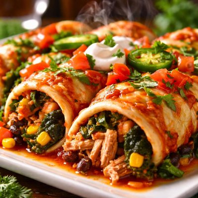 Image of Fiesta Chicken and Spinach Enchiladas