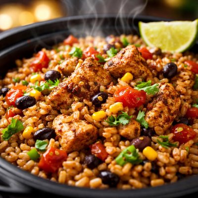 Image of Fiesta Chicken with Barley and Brown Rice Crock Pot