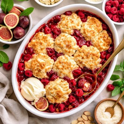 Image of Fig and Raspberry Cobbler