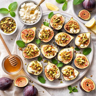 Image of Figs with Ricotta Pistachio and Honey