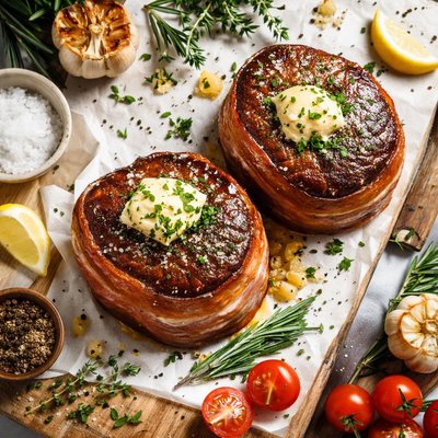 Image of Filet Mignon with Bacon and Butter