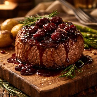 Image of Filet Mignon with Cherry Balsamic Reduction