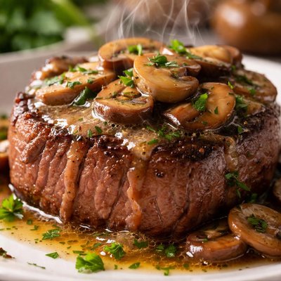 Image of Filet Mignon with Mushroom Wine Sauce Light Version Weight Wat