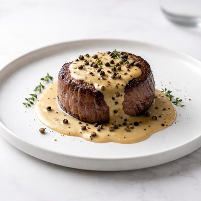 Image of Filet Mignon with Peppercorn Cognac Cream Sauce
