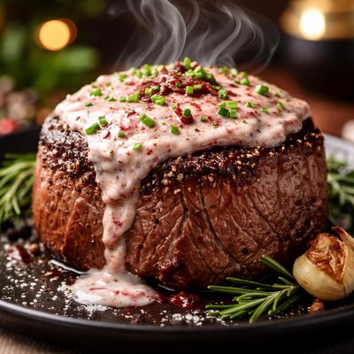 Image of Filet Mignon with Red Wine Horseradish Sauce