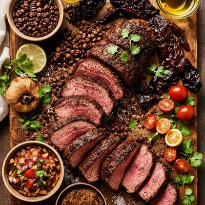 Image of Filet of Beef Roasted with Coffee Beans Pasilla Chi