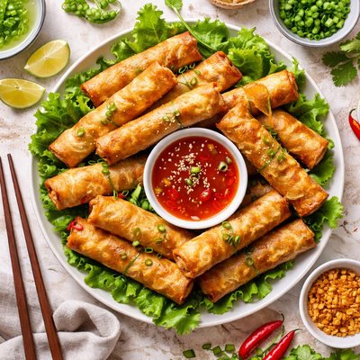 Image of Filipino Lumpia Egg Roll with Sweet Sour Sauce