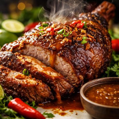 Image of Filipino Roast Leg of Lamb with Sarsa