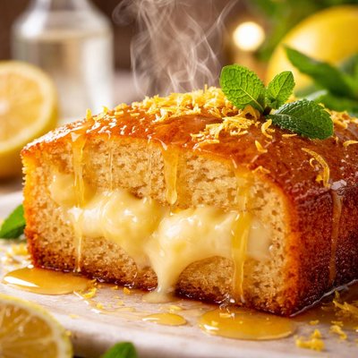 Image of Filled Yogurt Cake with Lemon Ouzo Syrup