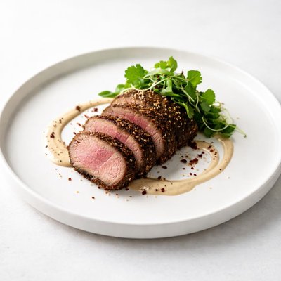 Image of Fillet of Beef with Asian Spice Rub and Creamy Sesame Dressing