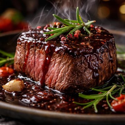 Image of Fillet Steak Cooked in Red Wine